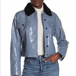 Dolce Cabo Faux Shearling Blue Croc Jacket Size S